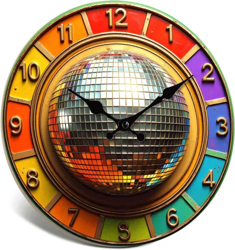 Miniatura 2 de Reloj de pared, reloj de pared retro sin tictac, funciona con pilas, relojes de pared de madera dorada para cocina, sala de estar, dormitorio