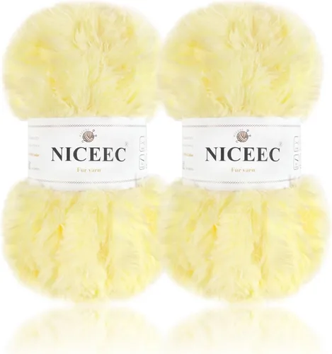 Miniatura 11 de NICEEC Hilo de Pelo Sintético Super Suave, Grueso y Esponjoso, Hilo de Pestañas para Crochet y Tejido (Longitud Total 192m/9.1kg) - Otoño/300g