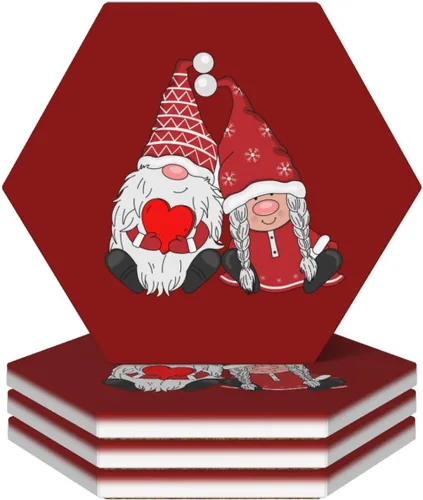 Miniatura 23 de Juego de 4 posavasos rojos de Navidad para mesa de café, tazas, bar, cerveza, escritorio, posavasos redondos de cerámica absorbente para mesa