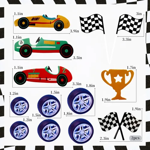 Miniatura 2 de Adornos para Pasteles de Carreras Decoraciones para Pasteles de Cumpleaños con Temática de Carreras de Autos