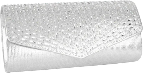 Miniatura 3 de Bolsos de noche de satén para mujer, monederos de diamantes de imitación, bolso formal con cadena de hombro