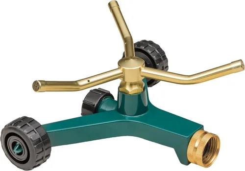Rociador giratorio de 3 brazos de metal Orbit. Manguera para regar el jardín 58257N, 1, Verde