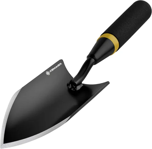 Paleta de mano de jardinería resistente, paleta de jardín de acero al carbono con mango de goma, ideal para plantar suelo, excavar, trasplantar
