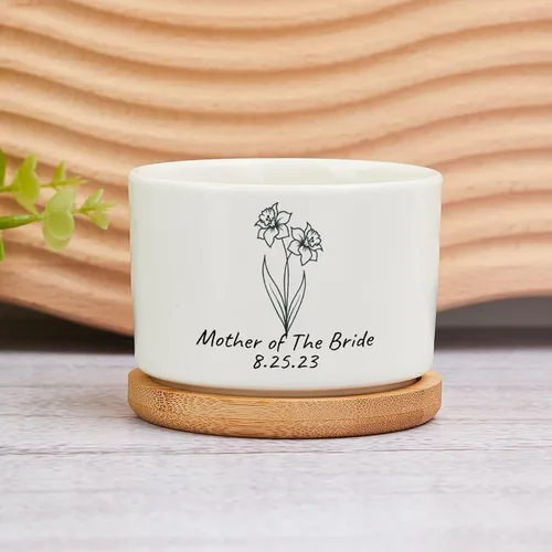 Miniatura 13 de Maceta de Navidad personalizada con nombre de bebé, macetas divertidas de ciervos de Navidad, maceta de cerámica para suculentas con bandeja