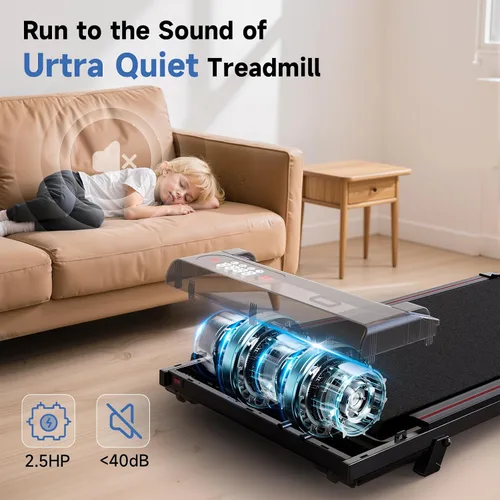 Miniatura 7 de Almohadilla para caminar con inclinación, caminadora debajo del escritorio para oficina en casa con ultra silenciosa <40 dB, 2.5 HP portátil