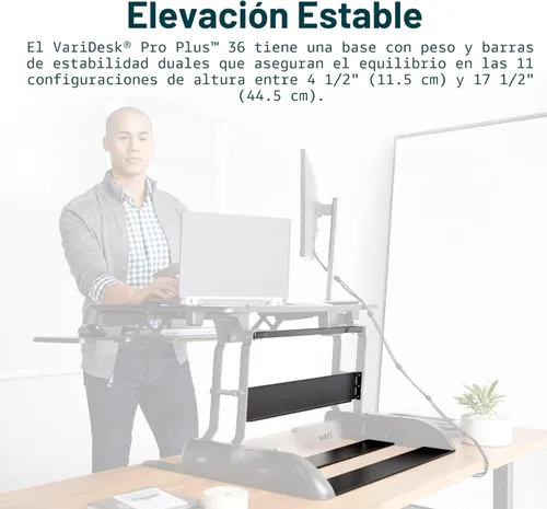 Miniatura 3 de Varidesk – Escritorio de Pie Altura Regulable – Pro Plus 36, Negro