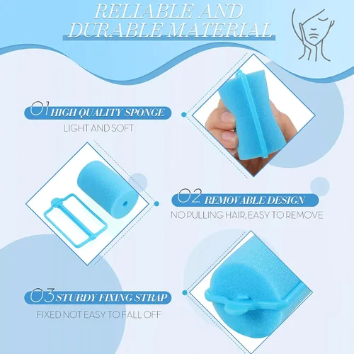 Miniatura 3 de Geyoga 18 rodillos de esponja para el cabello, rizadores grandes de espuma suave, rizadores de peluquería de gran tamaño para mujeres