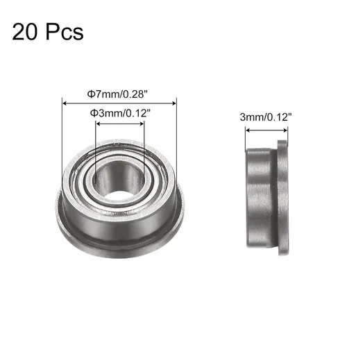 Miniatura 2 de uxcell Rodamiento de bolitas con bridas F683ZZ, 20pcs 0.118x0.276x0.118 in Acero cromado doble blindado ABEC1 cojinetes de brida