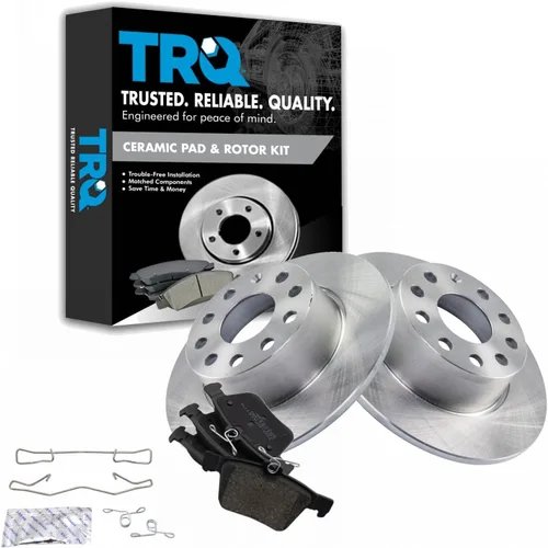 Miniatura 38 de TRQ Kit de rotor de freno trasero y pastillas de cerámica Posi premium compatible con camioneta Chevy GMC