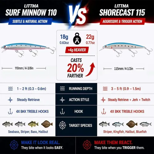 Miniatura 5 de LITTMA Señuelos de pesca de surf de California Señuelos de pesca de agua salada Jerkbait Crankbait Surf Minnow 110 - Sardina metálica Super Glow