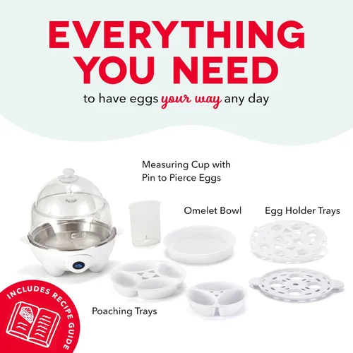 Miniatura 6 de Dash Cocedor de Huevos Deluxe - Hervidor, Escalfador y Vaporera - Incluye Guía de Medición y Recetas - Apto para Lavavajillas - Capacidad para 12