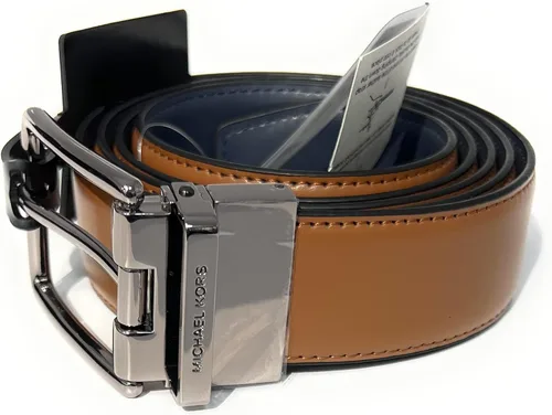 Miniatura 4 de Michael Kors Cinturón de vestir reversible de cuero de PVC cortado para hombre, marino