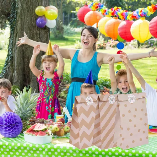 Miniatura 6 de Elvielsl Paquete de 40 bolsas de papel para fiesta, bolsas de papel marrón, bolsa de papel de estraza para regalo, bolsa de regalo pequeña con 48
