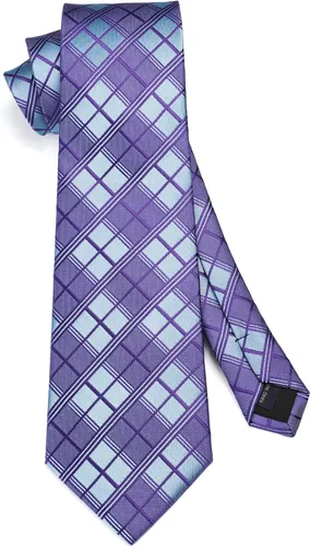 Miniatura 46 de HISDERN Conjunto de corbata a cuadros a cuadros pañuelo tejido clásico formal para hombre corbata y bolsillo cuadrado