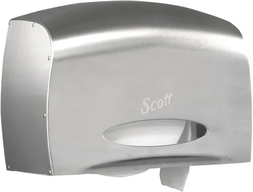 Dispensador de papel higiénico Scott Professional Pro Coreless Jumbo Roll (09601), de acero inoxidable, con muñón, 14.25"x9.75"x6.00" (Cantidad 1)