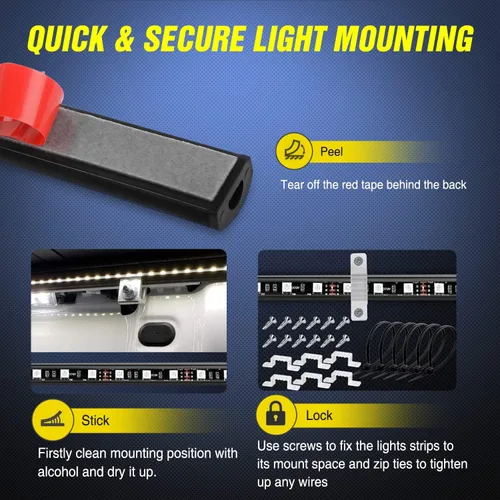 Miniatura 5 de Nilight Juego de 3 tiras de luz RGB de 60 pulgadas para cama de camión, 270 LED de neón de acento con control remoto RF, interruptor de encendido