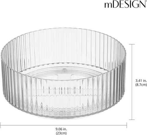 Miniatura 4 de mDesign Plataforma giratoria de plástico para gabinete de cocina y baño, armario, organización de encimera, organizador giratorio para condimentos