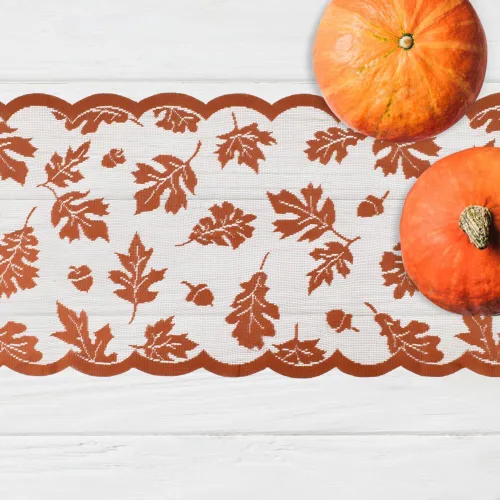 Miniatura 5 de Nialnant Camino de mesa de otoño, camino de mesa de hojas de arce de encaje, decoración de mesa de Acción de Gracias de otoño para casa de campo