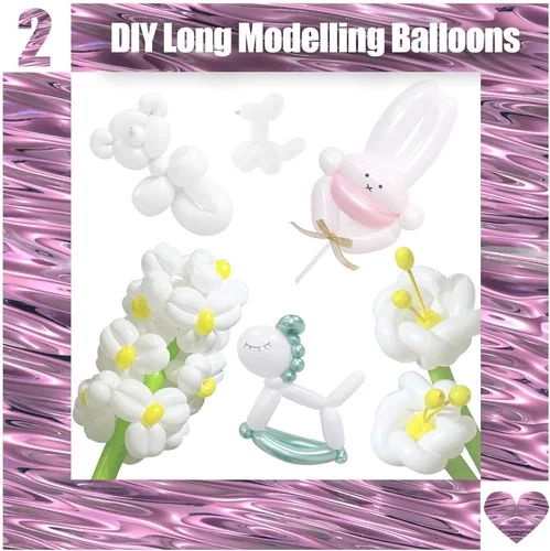 Miniatura 3 de 100 globos largos de látex DIY 260 globos para decoración de cumpleaños, bodas, decoración de fiestas, lazos (negro)