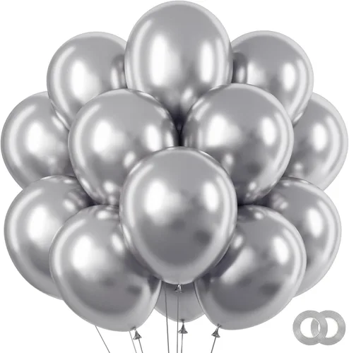 Miniatura 30 de RUBFAC 65 piezas de globos de 12 pulgadas, kit de globos rojos, negros y blancos con confeti y cintas para cumpleaños, bodas, baby shower, Negro