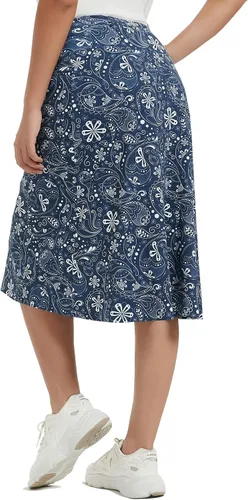 Miniatura 28 de NOOYME Falda pantalón de 28 pulgadas para mujer con 3 bolsillos, modesta, longitud hasta la rodilla, atlética, midi