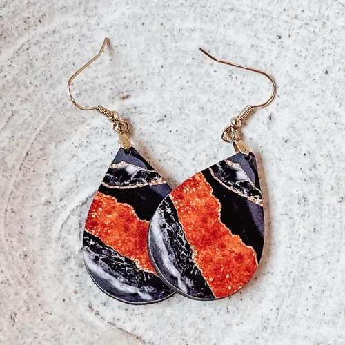 Miniatura 65 de Dangle Earrings for Women Colorful Dangling Drop Statement Jewelry Printed MDF Wood Teardrop Double Side Print Handmade by The Painted Pug