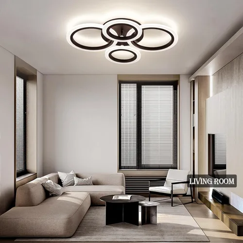 Miniatura 3 de Shine LUEST Lámpara de techo LED moderna de 34 W, 3000 K-6000 K regulable, accesorios de iluminación de techo para montaje en techo, 4 anillos