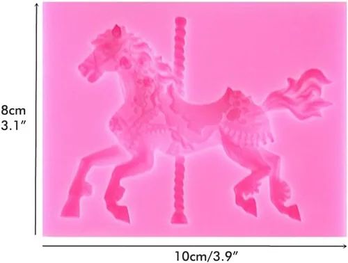 Miniatura 3 de Caballo de carrusel 3D, pastel de fondant de silicona, decoración de pasteles para decoración de pastel de carrusel, chocolate