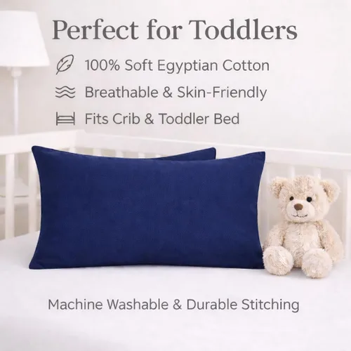 Miniatura 7 de COTTON STICH™ Juego de 2 fundas de almohada para niños pequeños de 14 x 20 pulgadas, 100% algodón de 600 hilos, fundas de almohada suaves y Azul