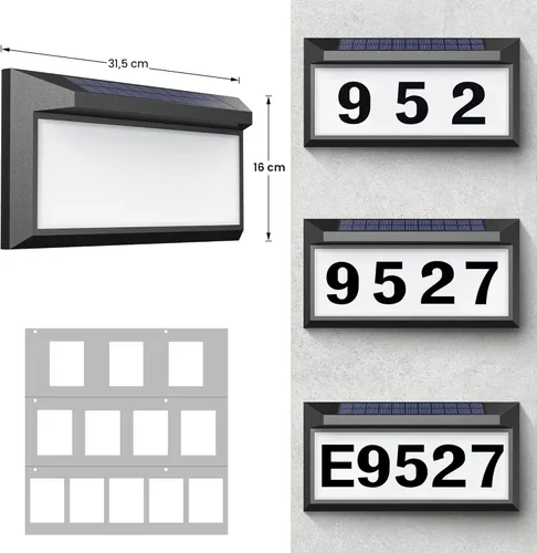 Miniatura 6 de Letrero solar de dirección, placa de dirección iluminada para exteriores, impermeable, números de dirección iluminados, números de casa para Negro