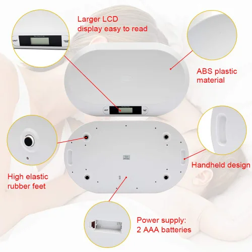 Miniatura 3 de Báscula electrónica digital para bebés de 44.1 lbs/44 libras, medición de peso para bebé/bebé/mascota con precisión, precisión de 0.35 onzas