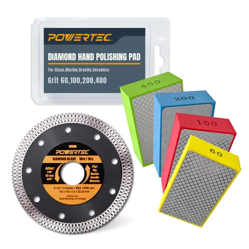 Miniatura 15 de POWERTEC Hojas de sierra de diamante de 4-1/2 pulgadas para amoladora angular, paquete de 5, borde de malla turbo súper fino para cortar porcelana