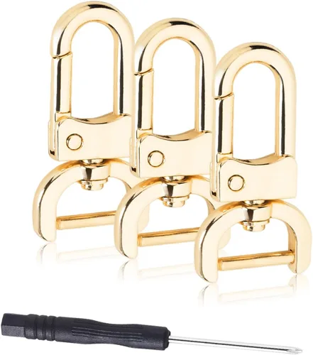 Miniatura 11 de Paquete de 6 ganchos giratorios desmontables de 1 pulgada, cierre de pinza de langosta de metal con destornillador para accesorios de llavero