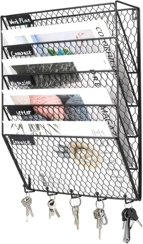 Miniatura 2 de Soporte de pared PAG para archivos, organizador de correo, metal, alambre de gallinero, soporte para pared, 3 niveles