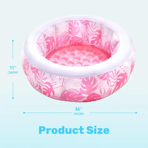 Miniatura 8 de SLOOSH Piscina inflable para niños, piscina de 36 x 11 pulgadas con piso de almohadilla suave para niños y niños pequeños, piscina redonda inflable