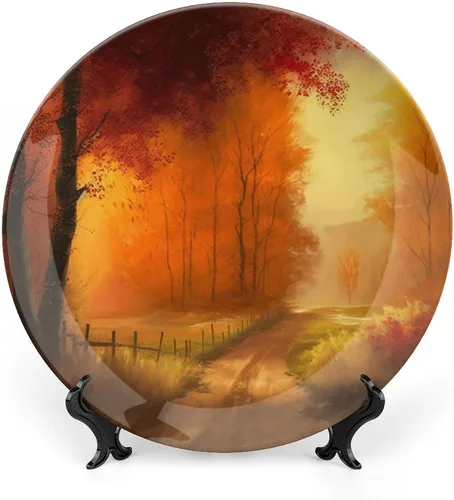 Miniatura 10 de Platos decorativos de otoño, otoño en el campo, placa de exhibición de pintura para el hogar, pared, oficina, cocina, decoración de mesa, platos