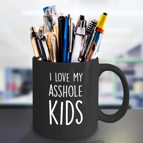 Miniatura 5 de Taza de café divertida con texto en inglés "I Love My Asshole Kids Awesome Novelty and Sarcastic Gift", taza de té de cerámica de 11 oz y 15 oz