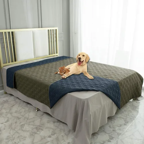 Miniatura 84 de Ameritex Funda Impermeable para Cama de Perro Manta para Mascotas para Muebles Cama Sillón Sofá Reversible Azul marino+azul piedra