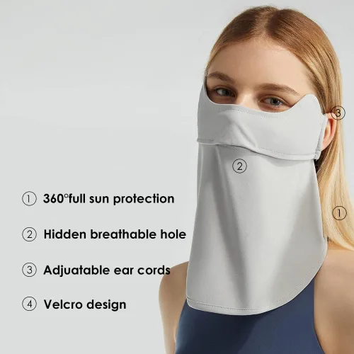 Miniatura 4 de Funda de bufanda facial para cuello protección solar pasamontañas de tela con cintas para las orejas