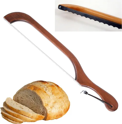 Miniatura 6 de Out of the Woods of Oregon Cuchillo para cortar pan y bagel estilo arco de Estados Unidos para rebanar masa madre, bagels y más, aliso natural