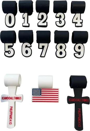Miniatura 8 de Dijes de silicona para collar de béisbol de tornado, bandera de EE. UU., cruz 4:13, número de jersey Números uniformes