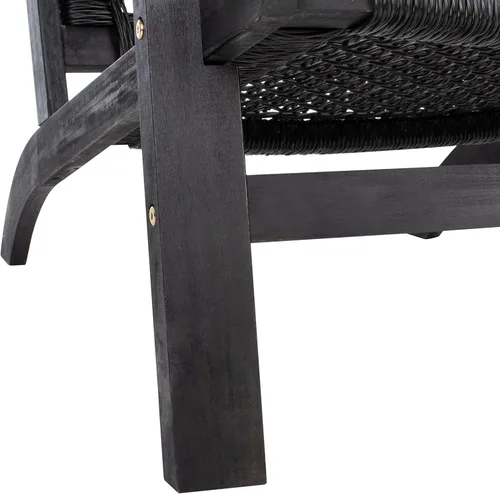 Miniatura 6 de SAFAVIEH Outdoor - Chantelle Lounge Set - Negro y negro - Madera maciza con cojín - Diseño costero de asiento bajo - Ideal para patio, terraza