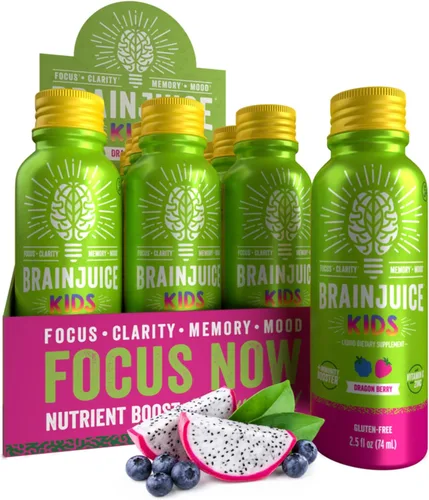 Miniatura 9 de BrainJuice Disparo de apoyo cerebral, suplemento sin gluten para energía y concentración, bebidas saludables con Alpha GPC, vitamina B, 2.5 onzas