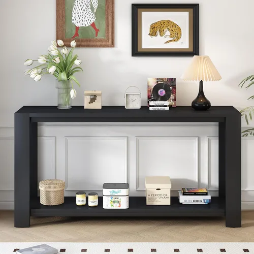 Miniatura 12 de Quarte Elegante mesa consola con tres cajones de almacenamiento, mesa de sofá extra larga para entrada, pasillo, sala de estar, vestíbulo, pasillo