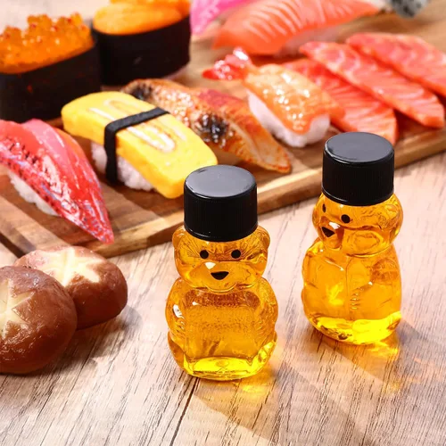 Miniatura 5 de Patelai 96 botellas de plástico de 2 onzas con forma de oso de miel transparente con forma de oso, dispensador de miel vacío con tapa, tarros