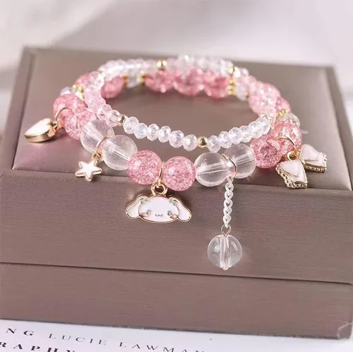 Miniatura 2 de CJIAYUJEW Cute Bracelet Crystal Pearl Bracelets, Anime Elastic Stretch Crystal Bead Bracelet Lovely Cartoon Elastic Beaded Bracelets for Women
