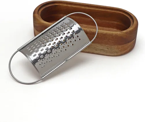 Miniatura 2 de Rallador de queso de acero inoxidable con contenedor de madera Rallador de mano Mini trituradora Zester Box Ralladores para cocina