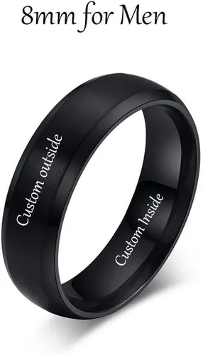 Miniatura 6 de Anillos a juego personalizados para parejas, anillos de promesa de acero inoxidable para parejas, juego con 2 anillos grabados dentro y fuera