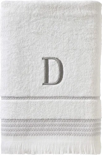Miniatura 67 de SKL Home Toalla de baño casual con monograma, S, 28 x 54 pulgadas, color blanco