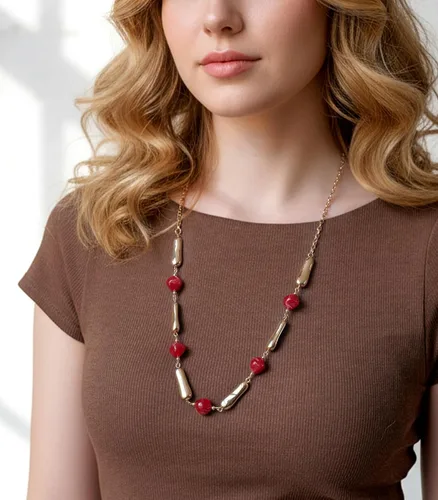 Miniatura 5 de Collares largos de cuentas de oro para mujer, collar de cadena larga con cuentas de resina gruesaperlas, regalos de joyería de oro